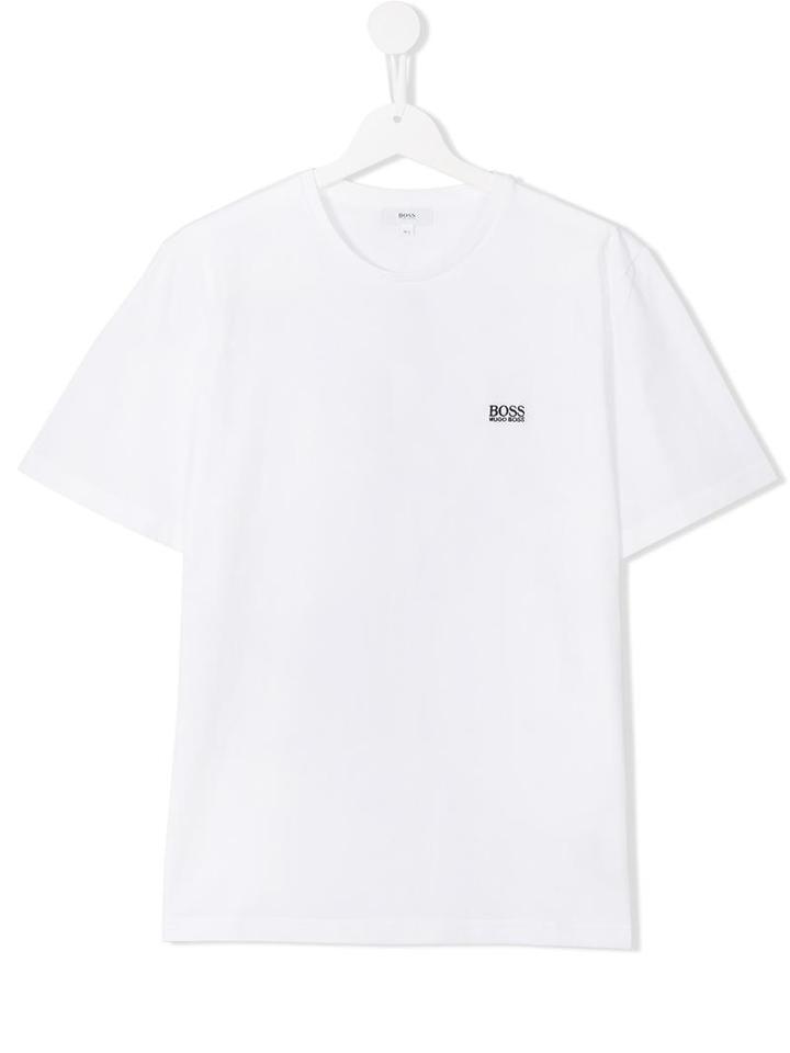 Boss Kids Embroidered Logo T-shirt, Boy's, Size: 14 Yrs, White