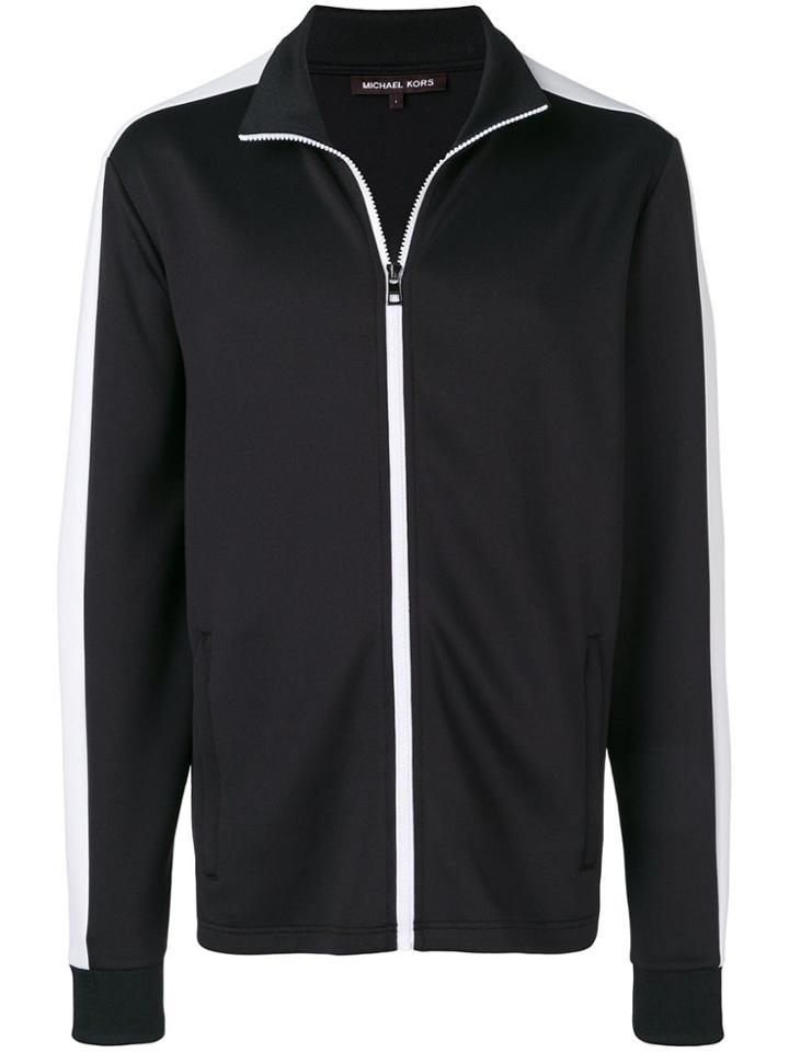 Michael Michael Kors Stripe Trim Zipped Sweatshirt - Black