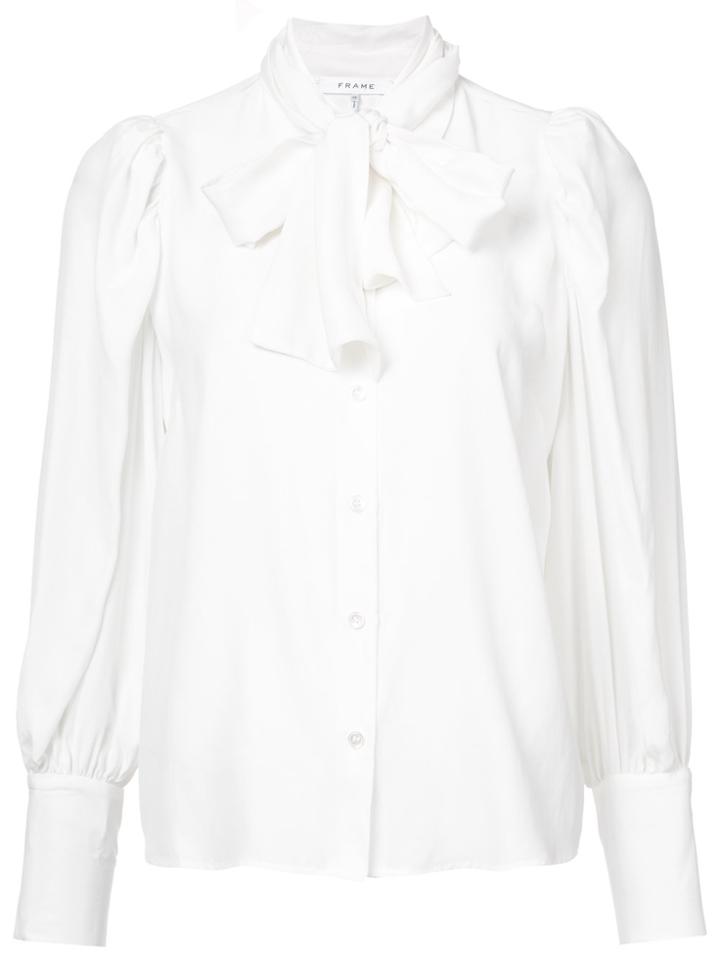 Frame Denim Tie Neck Blouse - White