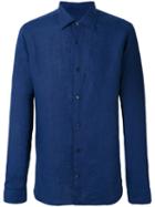 Z Zegna Classic Shirt, Men's, Size: Medium, Blue, Linen/flax