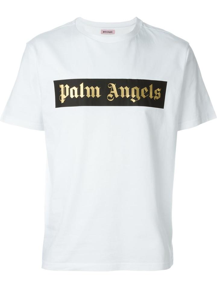 Palm Angels Logo Print T-shirt, Men's, Size: Xl, White, Cotton