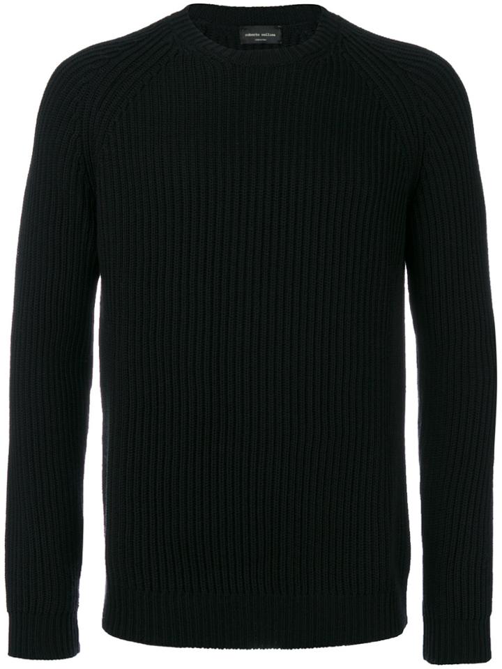 Roberto Collina Ribbed Crew Neck Jumper - Black