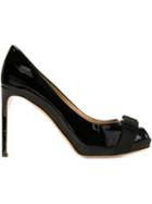 Salvatore Ferragamo Plum Pumps, Women's, Size: 38.5, Black, Patent Leather/leather