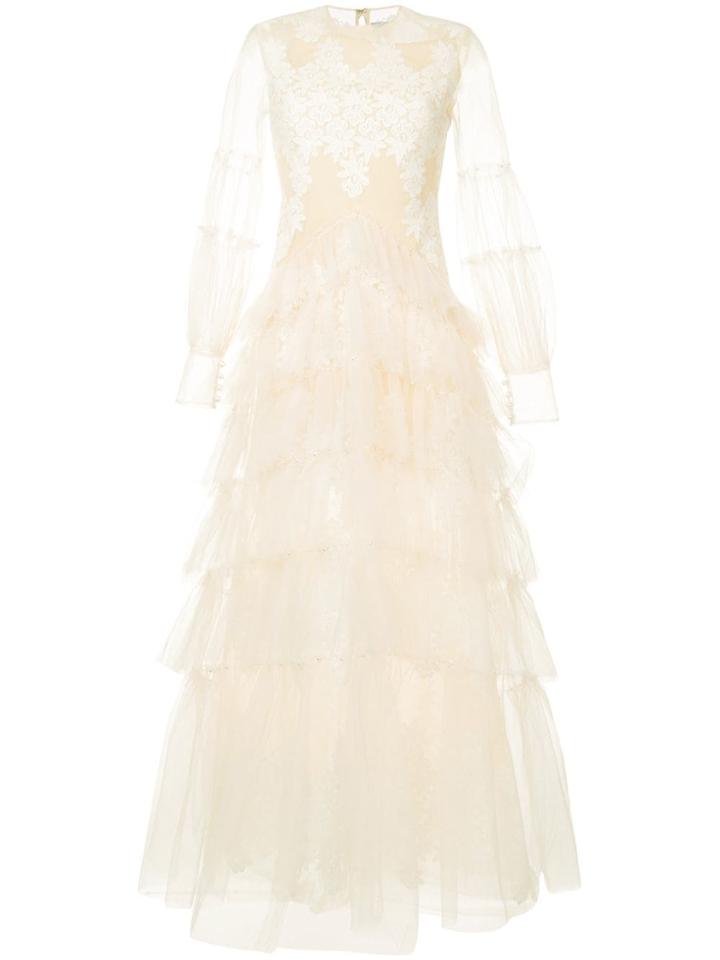 Huishan Zhang Floral Lace Gown - White