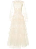 Huishan Zhang Floral Lace Gown - White