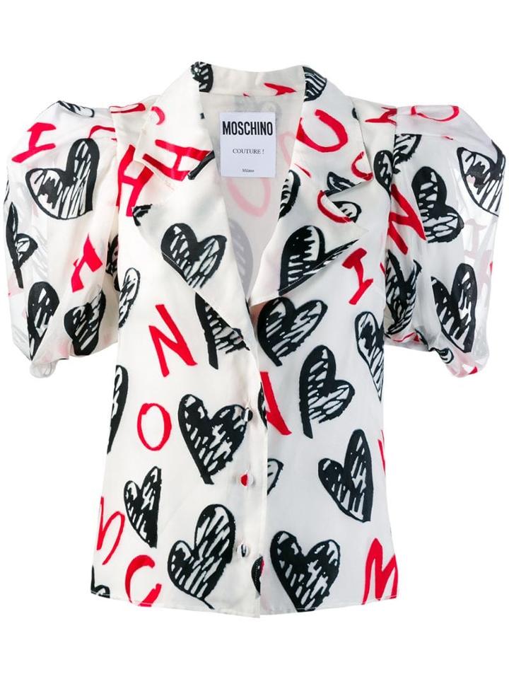 Moschino Heart Print Blouse - White