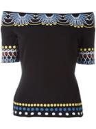 Peter Pilotto Geometric Knit Off-shoulder Top, Women's, Size: Medium, Black, Polyamide