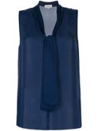 Ck Calvin Klein Tie Neck Sleeveless Top - Blue