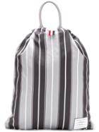 Thom Browne Repp Stripe Drawcord Bag - Grey