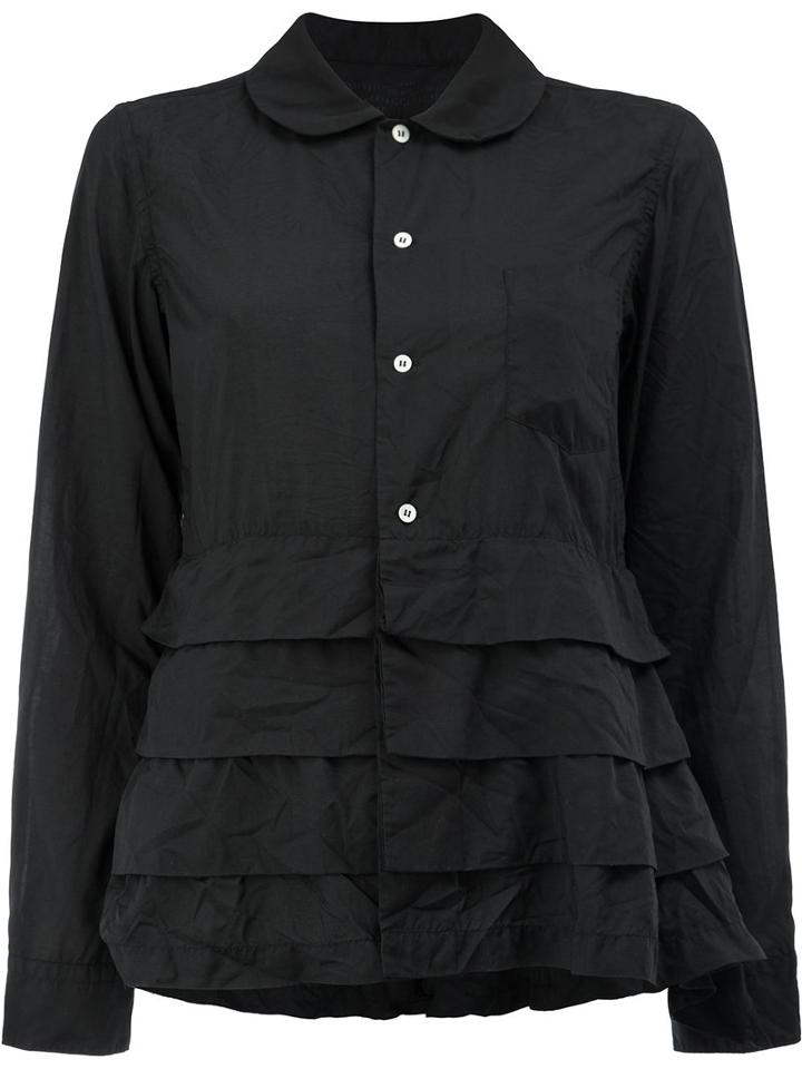 Comme Des Garçons - Tiered Hem Long Sleeve Shirt - Women - Polyester - S, Women's, Black, Polyester