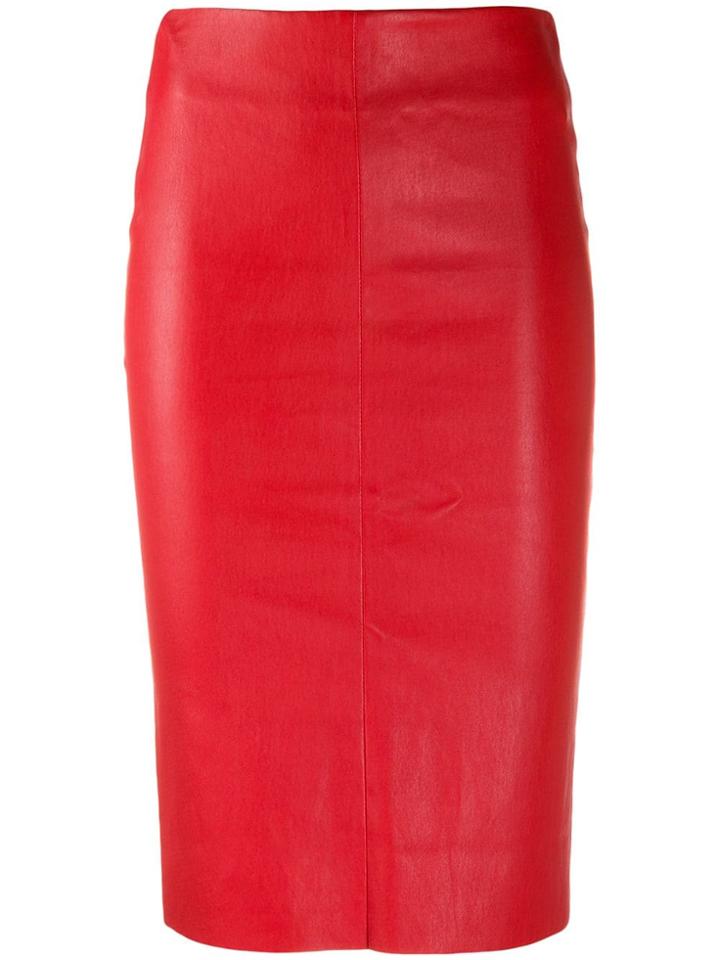 Drome Fitted Midi Skirt - Red