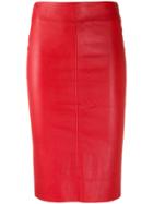 Drome Fitted Midi Skirt - Red