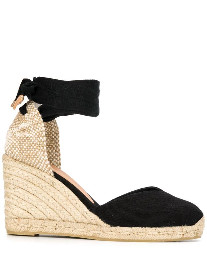 Castañer Lace-up Wedge Espadrilles - Black
