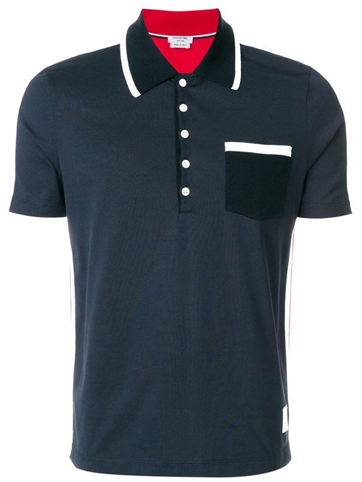 Thom Browne Bicolor Half-and-half Jersey Polo - Blue