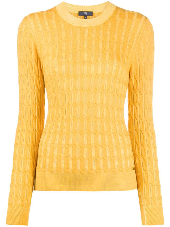 Fay Cable-knit Slim-fit Jumper - Yellow