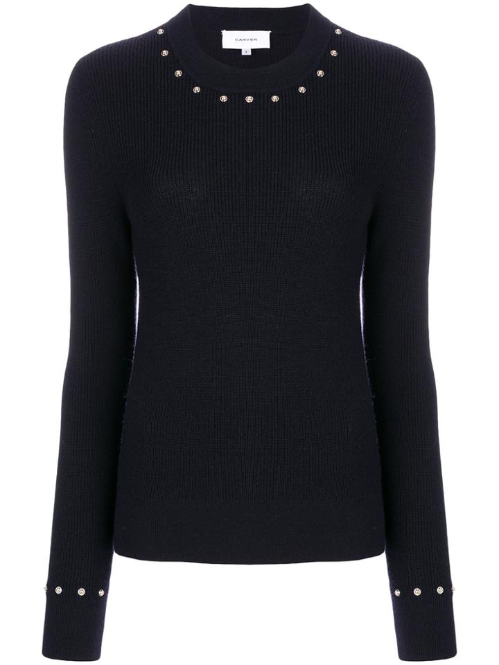 Carven Studded Rib Knitted Sweater - Blue
