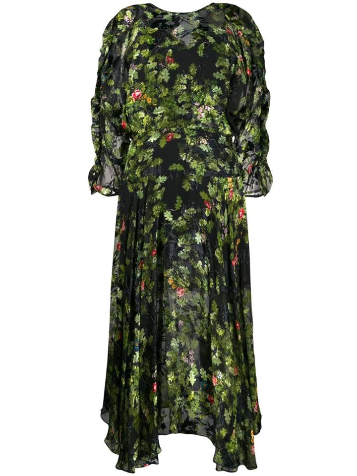 Preen By Thornton Bregazzi Flared Floral-print Dress - Green