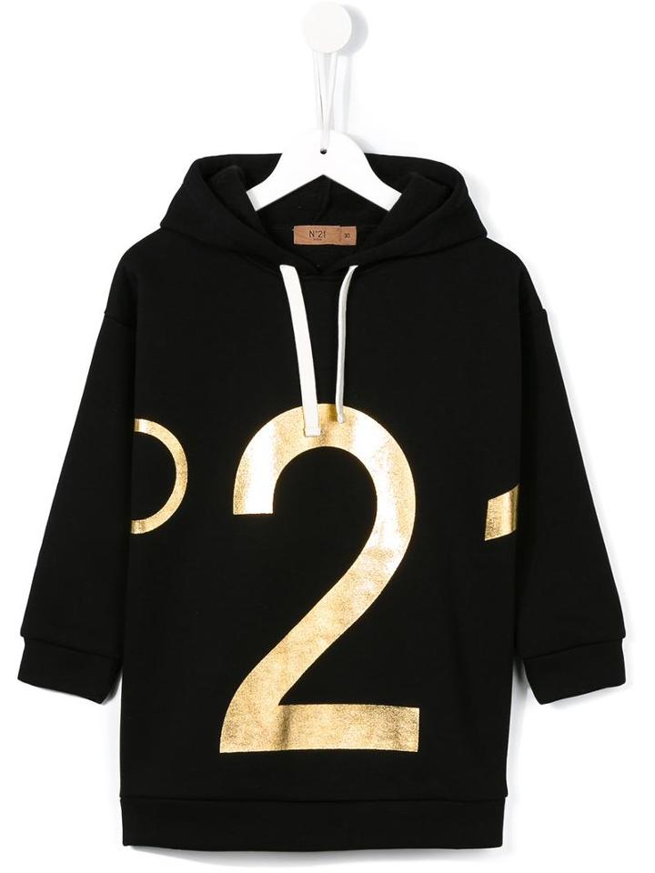 No21 Kids Hooded Sweatshirt Dress, Girl's, Size: 8 Yrs, Black