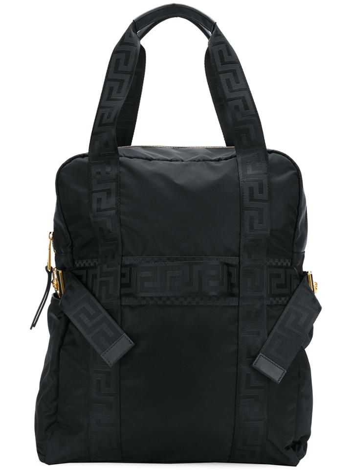 Versace Grecca Strap Backpack - Black