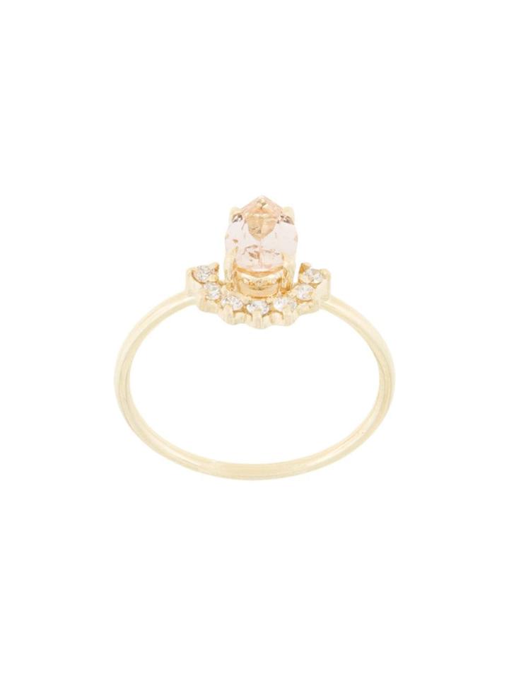 Natalie Marie 14kt Yellow Gold Morganite And Diamond Ring