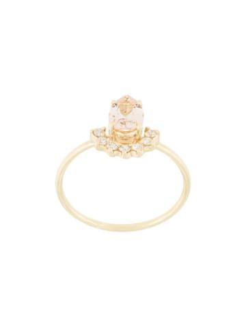 Natalie Marie 14kt Yellow Gold Morganite And Diamond Ring