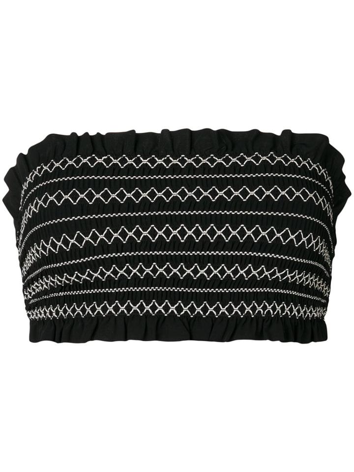 Tory Burch Smocking Strapless Bikini Top - Black