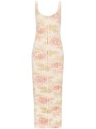 Paco Rabanne Floral Print Ribbed Cotton Blend Maxi Dress - Multicolour