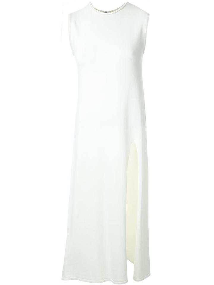 Loveless Front Slit Knitted Dress, Women's, Size: 36, White, Cotton