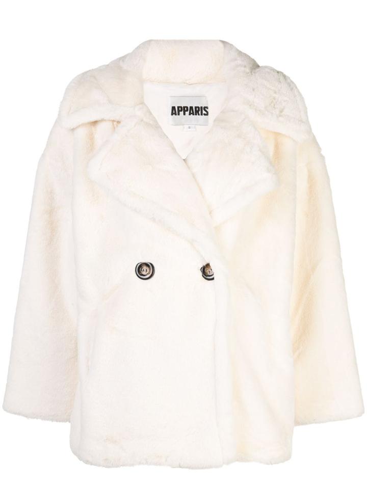 Apparis Anais Double-breasted Faux-fur Coat - White