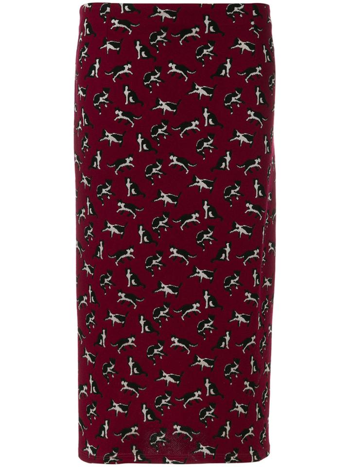 Max Mara Dardano Cat Skirt - Red