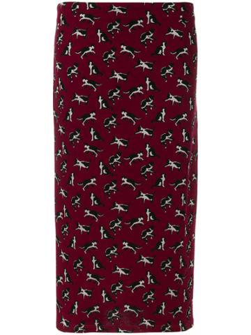 Max Mara Dardano Cat Skirt - Red