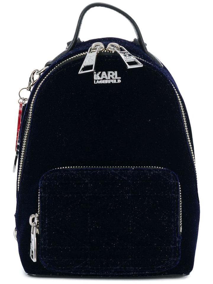 Karl Lagerfeld Karl X Kaia Velvet Mini Bpack - Blue