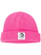 Diesel Mohawk Logo Knitted Beanie Hat - Pink