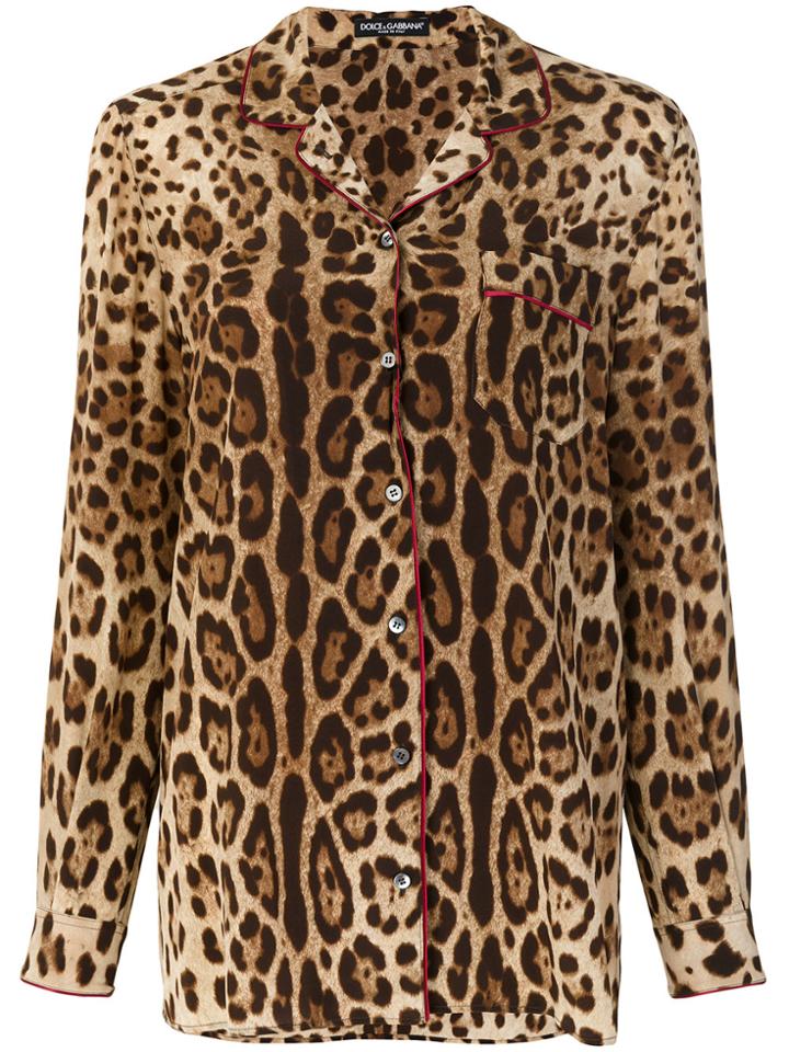 Dolce & Gabbana Leopard Print Pyjama Shirt - Brown