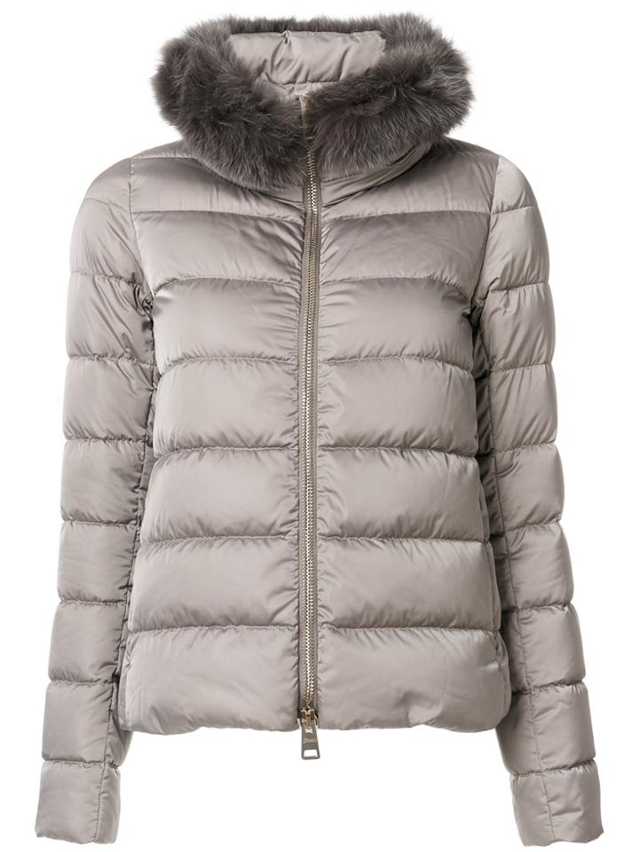 Herno Faux Fur Collar Padded Jacket - Grey