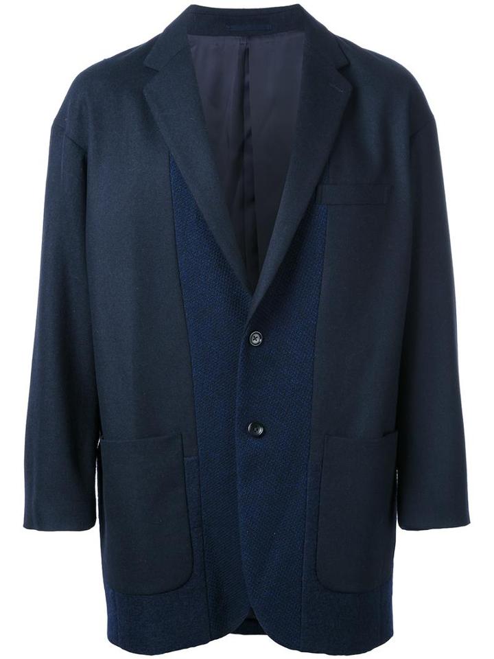En Route Patch Pockets Loose-fit Blazer, Men's, Size: 2, Blue, Wool
