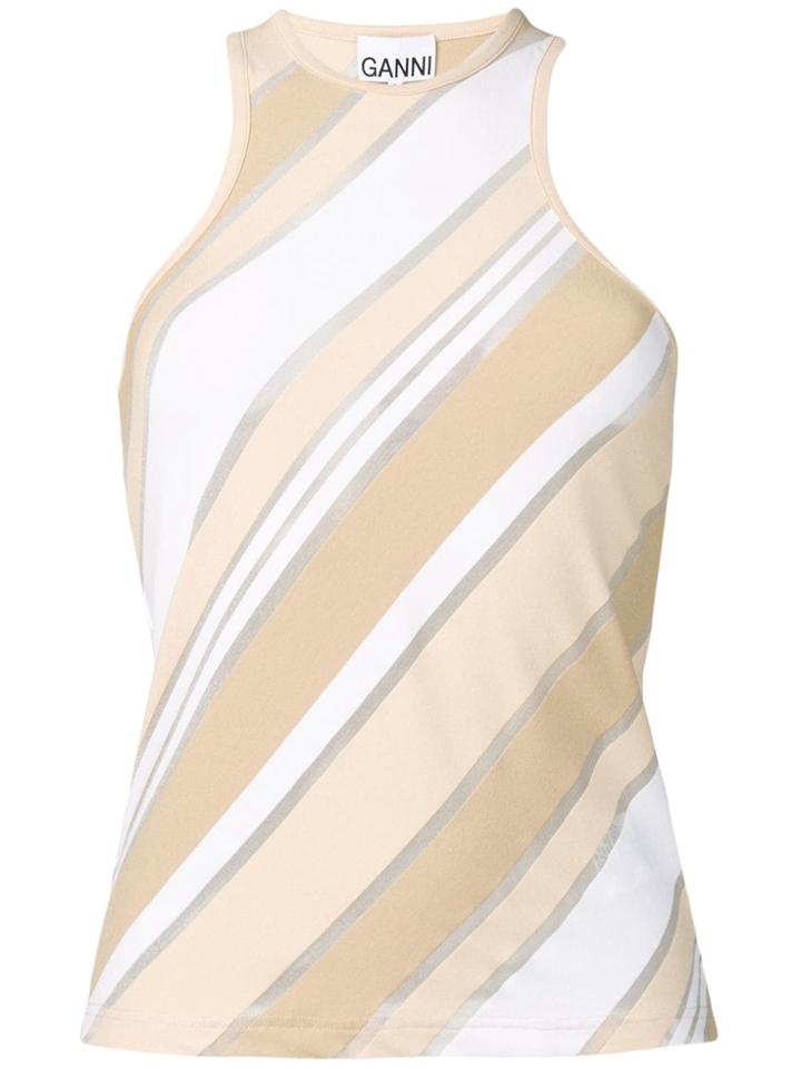 Ganni Striped Panel Vest - Neutrals