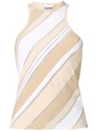Ganni Striped Panel Vest - Neutrals