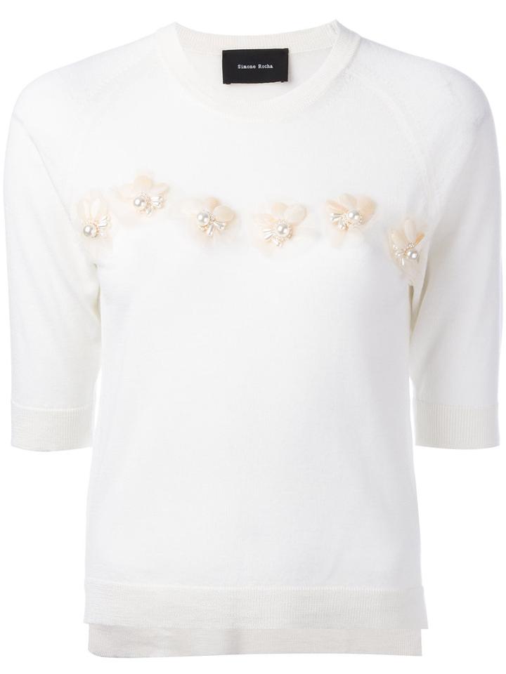 Simone Rocha Embellished Sweater, Women's, Size: Small, Nude/neutrals, Silk/cashmere/merino