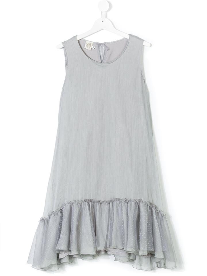 Caffe' D'orzo Teen Ruffled Hem Dress - Grey