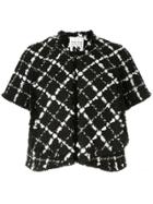 Edward Achour Paris Short Sleeve Cropped Tweed Jacket - Black