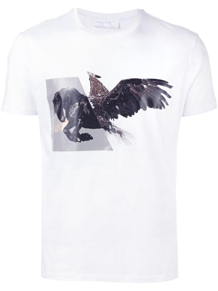 Neil Barrett Eagle Print T-shirt, Men's, Size: Large, White, Cotton