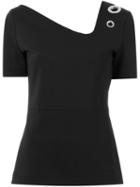 Gloria Coelho - Eyelets Top - Women - Elastodiene/polyester/viscose - M, Black, Elastodiene/polyester/viscose
