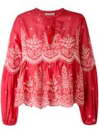 Ulla Johnson - Scalloped Embroidery Blouse - Women - Cotton - 2, Red, Cotton
