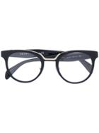 Prada Eyewear Round Flower Embellished Glasses - Black