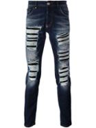 Philipp Plein 'each Other' Sim-fit Jeans, Men's, Size: 30, Blue, Cotton/spandex/elastane/polyester/polyurethane