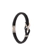 John Hardy Silver Classic Chain Woven Leather Bracelet With Station -