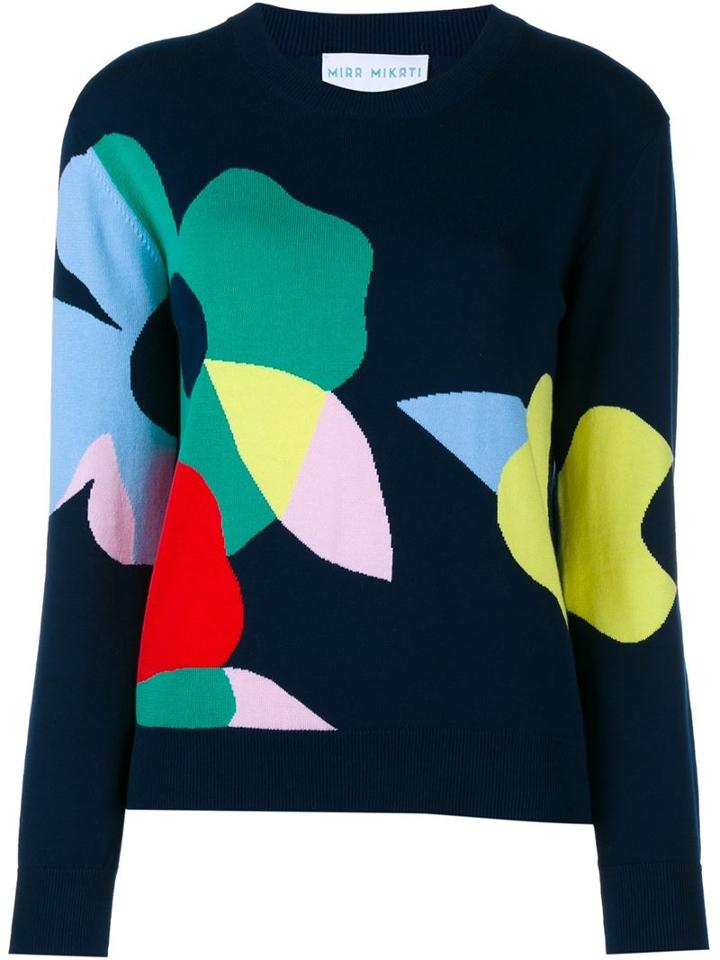 Mira Mikati Floral Intarsia Knit Sweater