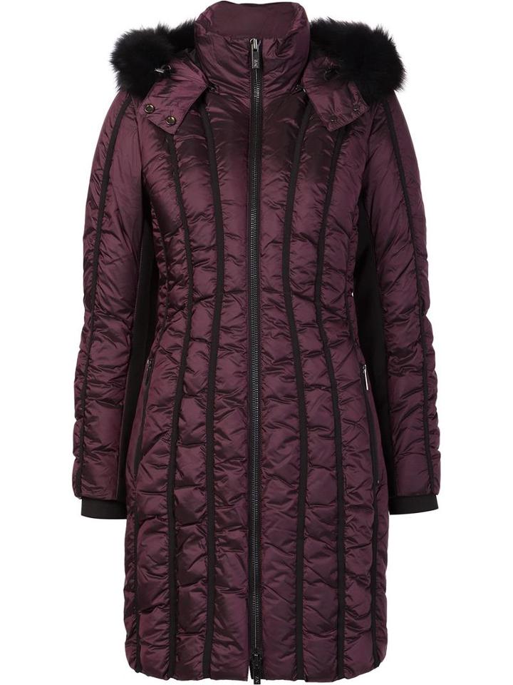 Zac Zac Posen 'carla' Padded Coat, Women's, Size: Small, Red, Fox Fur/polyester/spandex/elastane