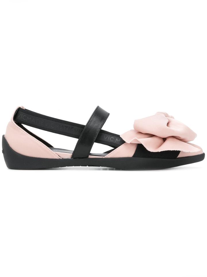Vic Matie Asymmetric Bow Sandals - Pink & Purple